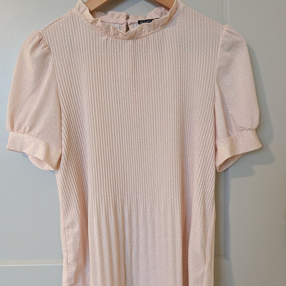 Adrianna Papell Pink Ruffle Neck Top XS